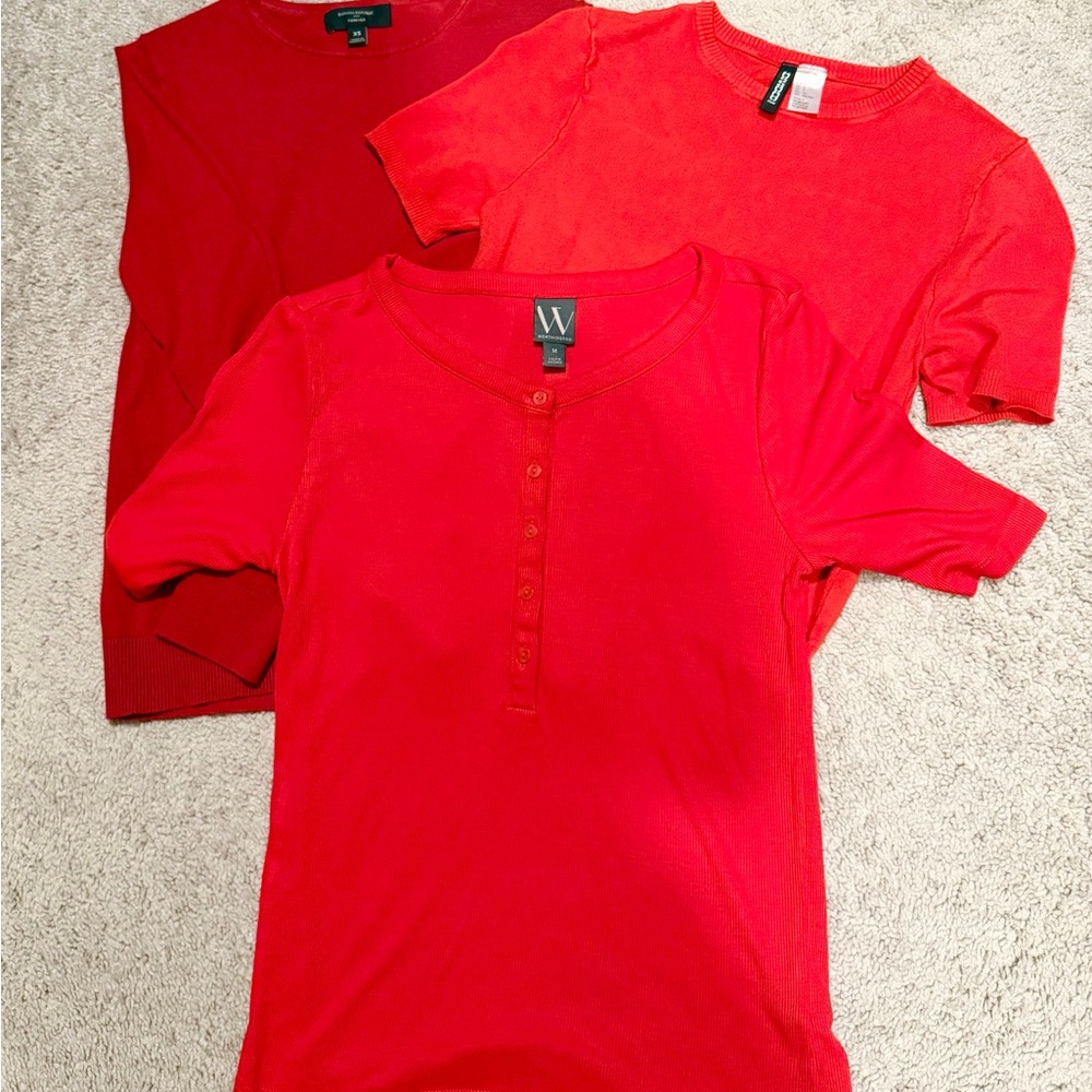 3 Red Blouses from Banana Republic, H&M & Worthington (JC Penney)